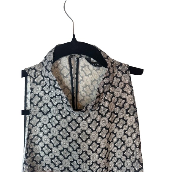 2/$30 ZARA Small Black & White Sleeveless Patterned Blouse - Picture 3 of 12